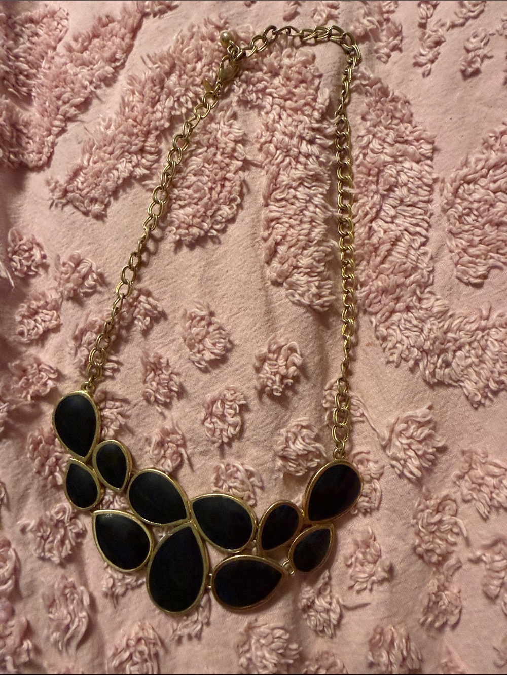 Premier Designs Gold-Tone Necklace with Black Teardrop Cabochons
